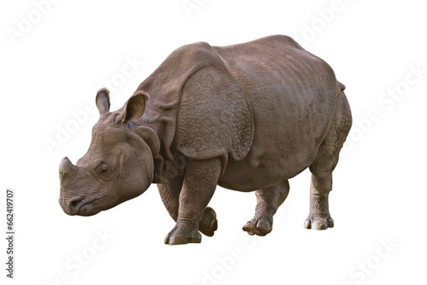 Fototapeta Great Indian Rhino isolated on transparent background