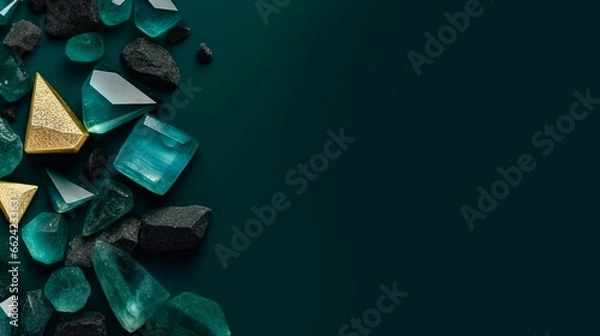 Fototapeta Mockup greeting card for congratulations or invitations based on natural minerals with space for text.