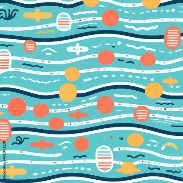 Obraz Olympic swimming lanes quirky doodle pattern, background, cartoon, vector, whimsical Illustration