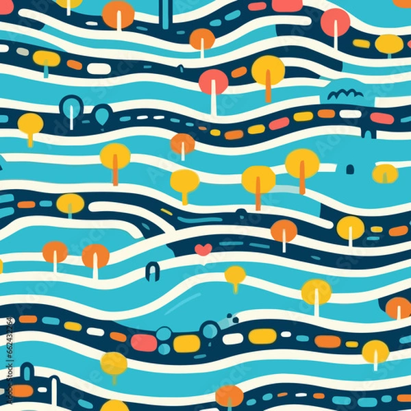 Obraz Olympic swimming lanes quirky doodle pattern, background, cartoon, vector, whimsical Illustration