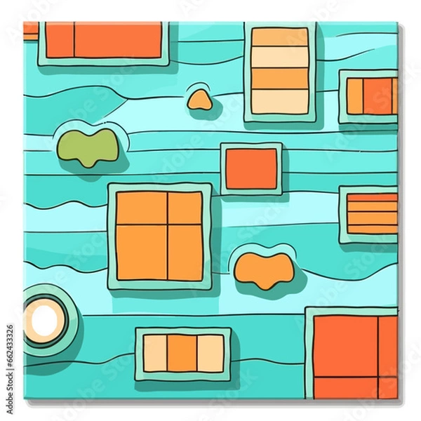 Obraz Pool tiles quirky doodle pattern, background, cartoon, vector, whimsical Illustration