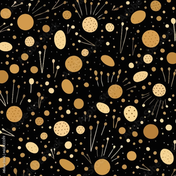 Obraz Gold confetti quirky doodle pattern, background, cartoon, vector, whimsical Illustration