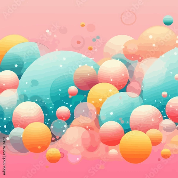 Obraz Underwater bubbles quirky doodle pattern, background, cartoon, vector, whimsical Illustration
