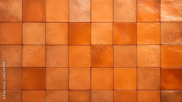 Fototapeta Pattern of Ceramic Tiles in orange Colors. Top View