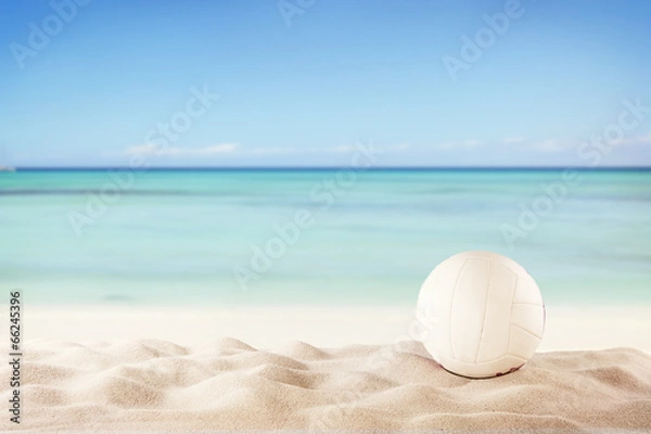 Obraz Summer beach with volleyball ball