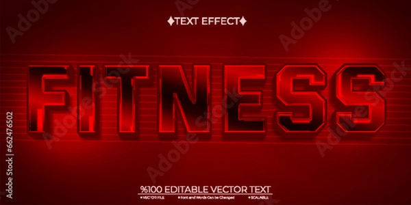 Obraz Dark Red Fitness Editable Vector 3D Text Effect