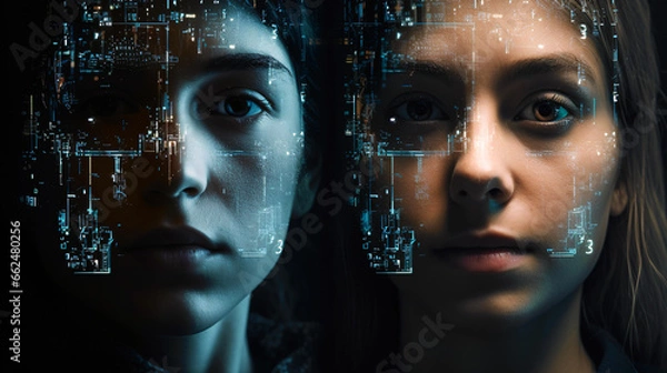 Fototapeta Digital Blueprint of Humanity, generative ai