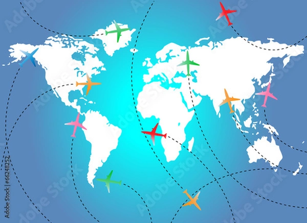 Obraz Map and airplanes