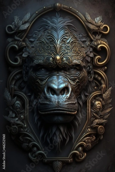Fototapeta The gorilla serene expression and the lotus position.
and the crown on its head create a sense of mystery and intrigue.