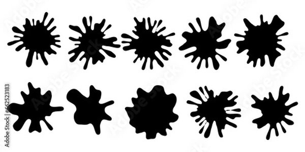 Obraz Set of black ink splashes vector