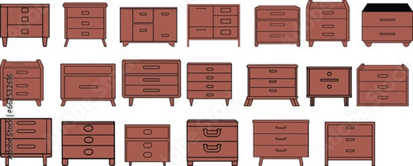 Obraz drawer vector illustration set