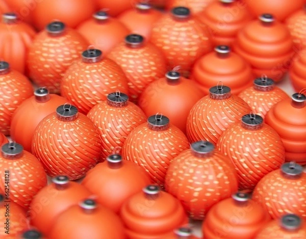 Fototapeta Christmas balls ornaments background pattern, New Year decoration, 3D render