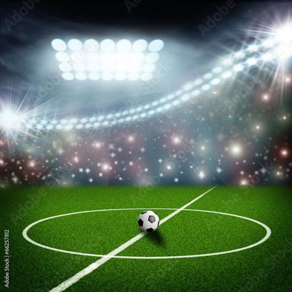 Fototapeta soccer field center and ball
