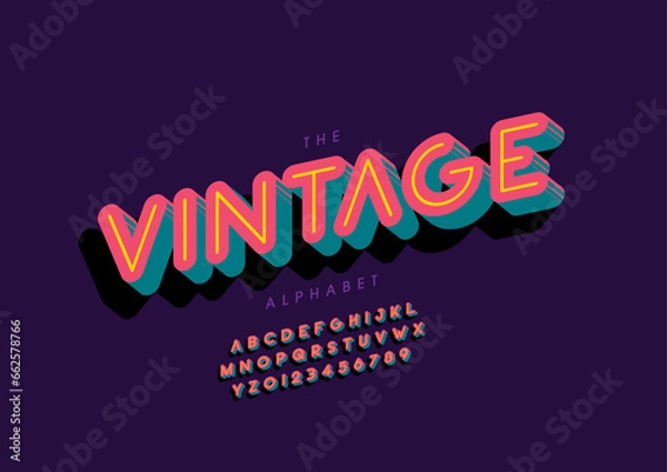 Fototapeta Vector of stylized modern font and alphabet