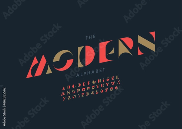 Fototapeta Vector of stylized modern font and alphabet