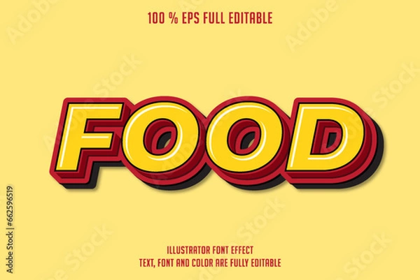 Fototapeta simple bold orange editable font text effect, editable text graphic syle