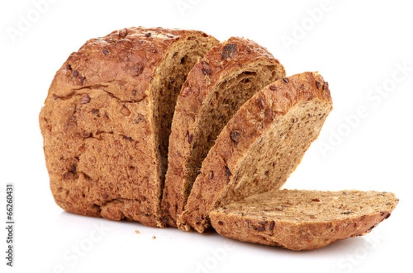 Obraz whole wheat bread, isolated on white background