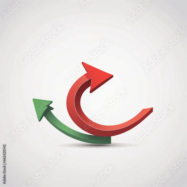 Fototapeta Rising curve red arrow white background, Generative AI
