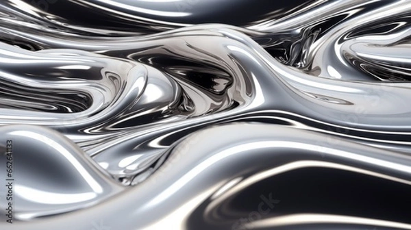 Obraz Abstract background with liquid silver texture. 