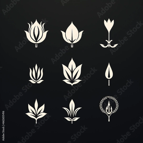 Fototapeta Set of flower icons. Vector illustration. Isolated on white background.