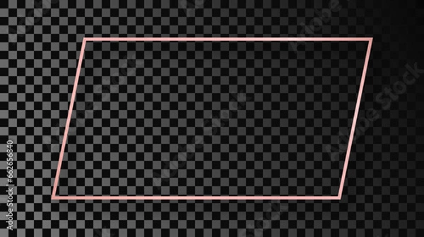 Obraz Rose gold glowing rectangular shape frame with shadow