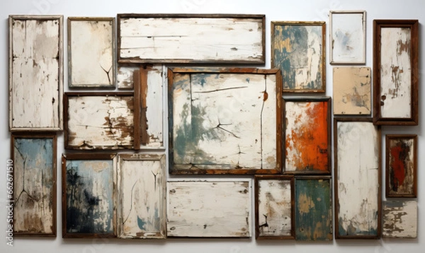 Fototapeta Old empty frames on a white background.