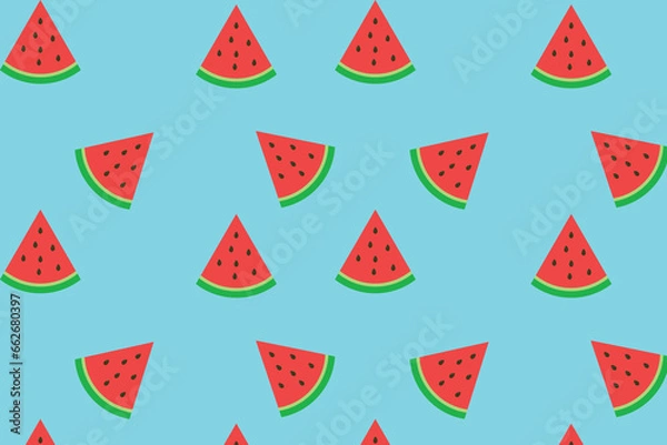 Fototapeta Watermelon seamless pattern. Fabric texture with watermelon slices.