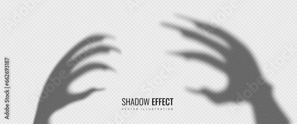 Obraz Monster hand shadow - element for Halloween. Silhouette casting as decoration on a banner for the Day of All Dead celebrations. Vector illustration