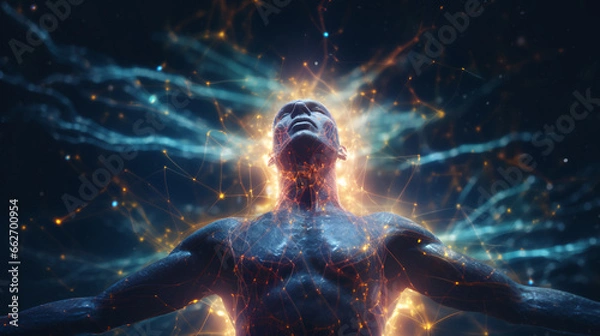 Fototapeta Exploring the Cosmic Bond: Humanity's Connection to the Universe