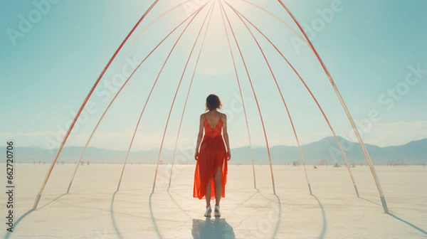 Fototapeta Art and Fashion Fusion: Desert Supermodel at Festival, generative ai