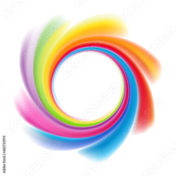 Obraz Colorful bright rainbow circle on white background, abstract spiral, whirlpool or vortex.