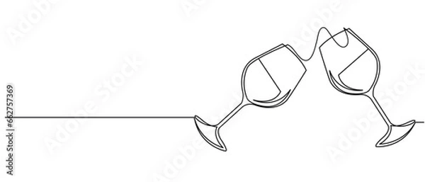 Fototapeta wine bottle and glass line art style illustration vector eps 10