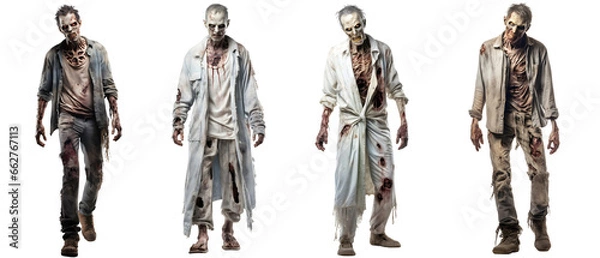 Fototapeta Scary zombies on transparent background