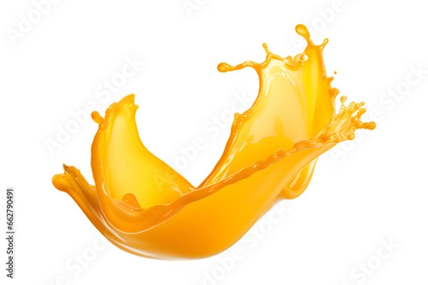 Fototapeta mango juice splash wave swirl isolated in a transparent background, fruit Liquid Splashing PNG
