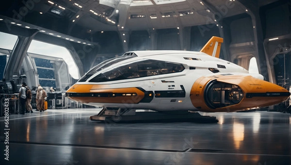 Fototapeta A digital Spaceport with a massive Spacecraft