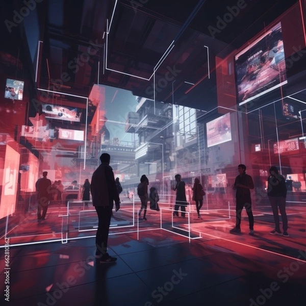 Obraz Futuristic Metaverse Interaction Graphic