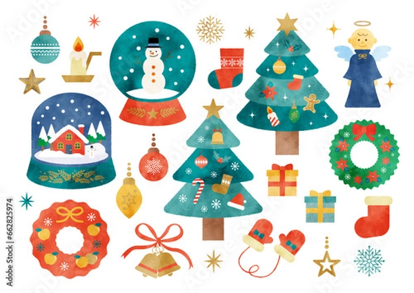 Obraz 水彩 クリスマスイラストセット