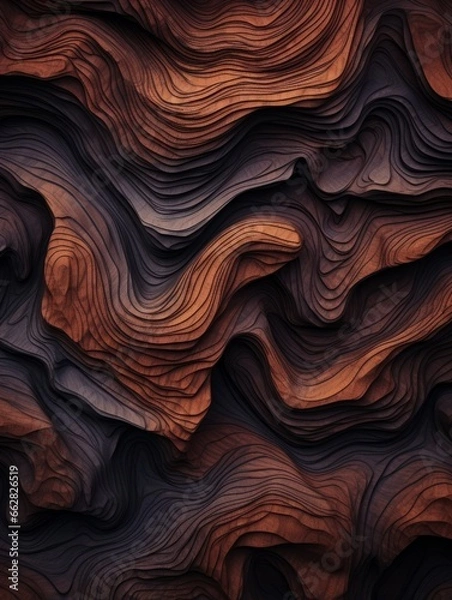 Fototapeta Bark Creative Abstract Wavy Texture. Flowing Digital Art Decoration. Abstract Realistic Surface Vertical Background. Ai Generated Vibrant Curly Pattern.