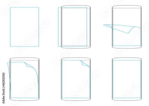 Fototapeta Set apply screen protector flat icons