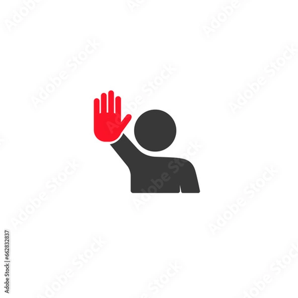 Fototapeta Hand stop icon sign. Vector illustration