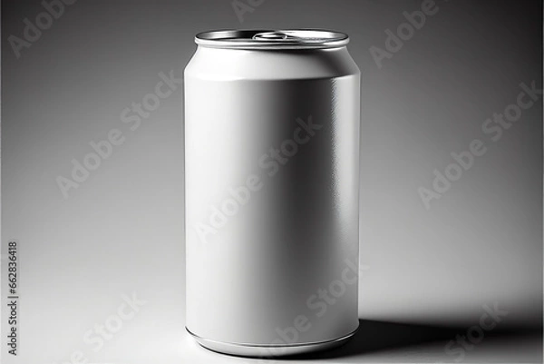 Fototapeta Empty metal can mockup. AI generated