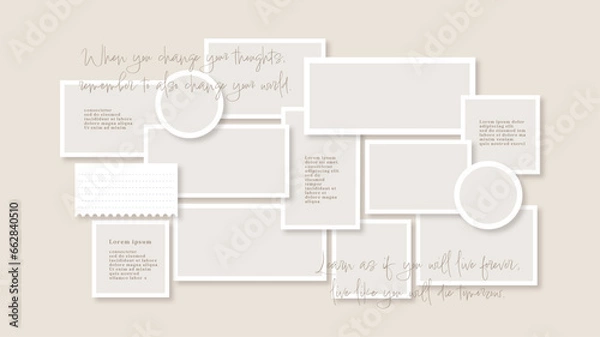 Obraz Vector photo collage template moodboard pictures grids vector illustration	