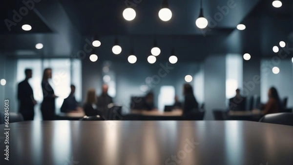Fototapeta Soft of blurred people meeting at table. Abstract blurred office interior space background