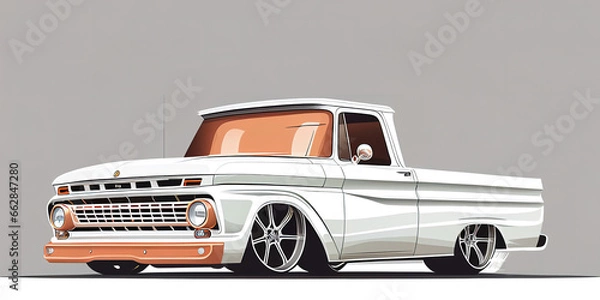 Fototapeta illustration of a muscle cars pickup in vector design, simplicity design of muscle truck