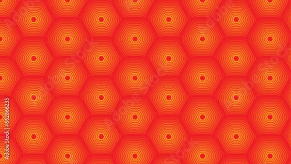 Fototapeta Seamless pattern background, vector seamless pattern. Ethnic pattern design orange background or wallpaper. Seamless orange yellow abstract geometric background with circles pattern. Textile pattern.