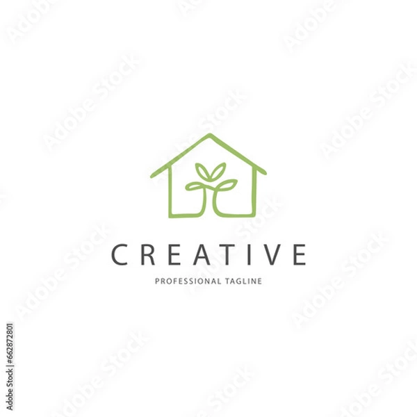 Fototapeta green house logo icon vector template