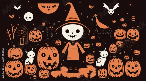 Obraz flat halloween vector illustration simple