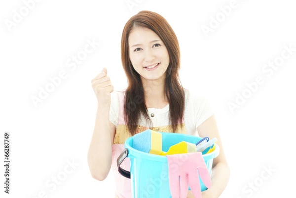 Fototapeta ガッツポーズの主婦