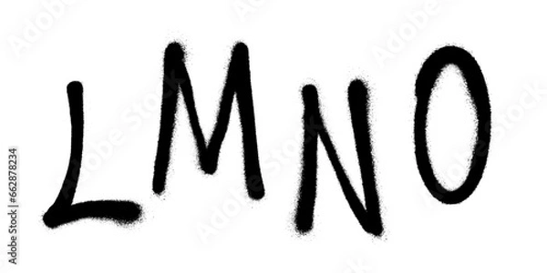 Fototapeta Graffiti spray font alphabet with a spray in black over white. Vector illustration. Part 4