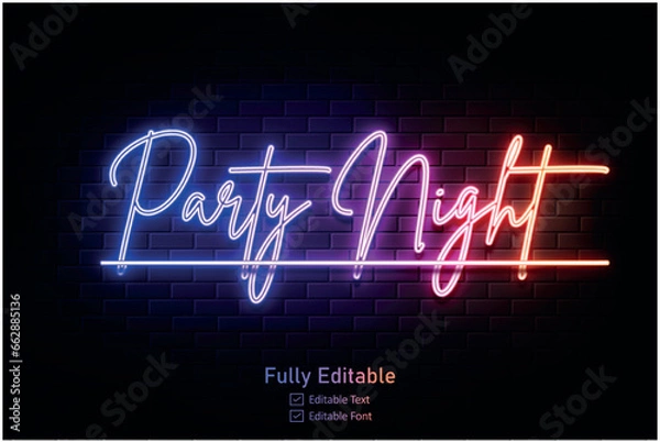 Obraz Neon effect for edible text neon style effect logo and night club logo and night party poste Vector neon 